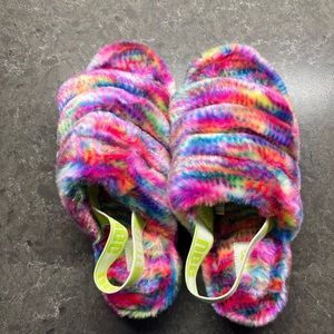 Ugg size 9 rainbow fuzzy slippers